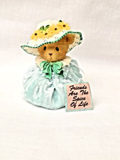 Avon Cherished Teddies Teal Spring Bonnet Figurine New Old Stock