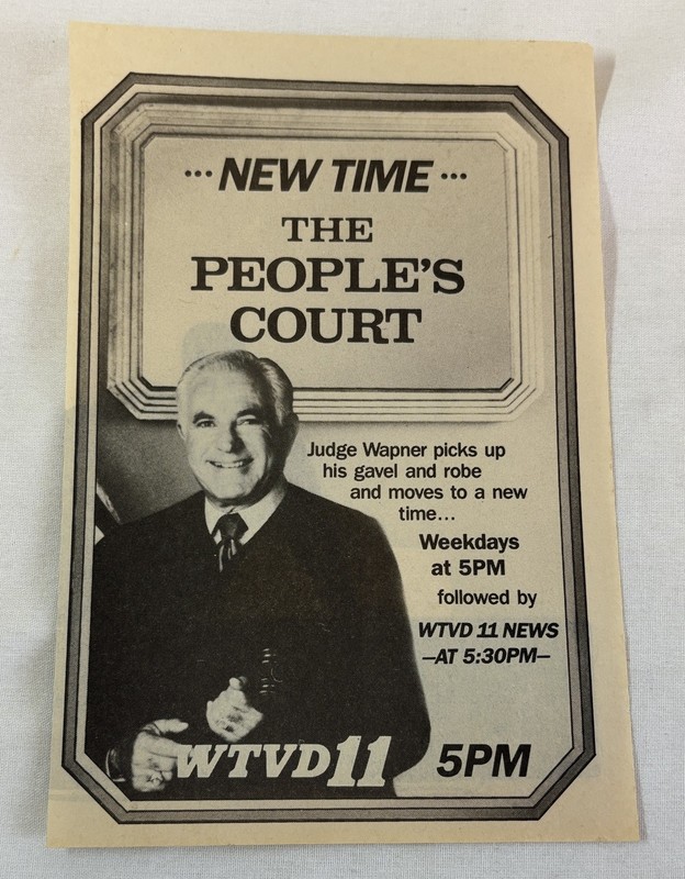 1988 WTVD tv ad~ new time THE PEOPLE'S COURT Judge Wapner picks up his gavel