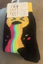 Two Left Feet Sock Co Kid Shoe Size 8-13 Black Rainbow Print Crew 1 Pair NWT