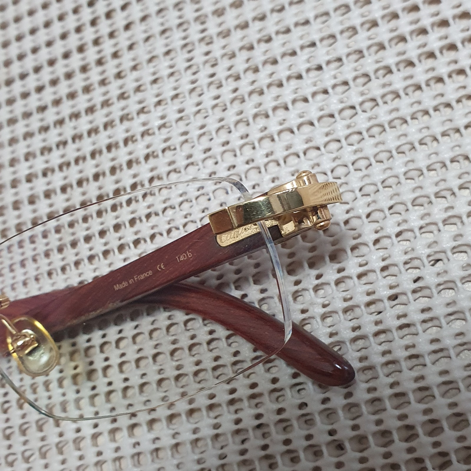 Cartier Bubinga Wood Rimless Frame Eyeglasses Authentic .3002 image 3