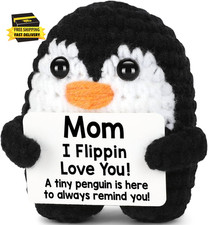 Mothers Day Birthday Gifts for Mom from Daughter Son, Handmade Crochet Mini Peng