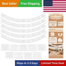 5 Pack White Papel Picado Banner, Cinco De Mayo Plastic Mexican Party Banner ...