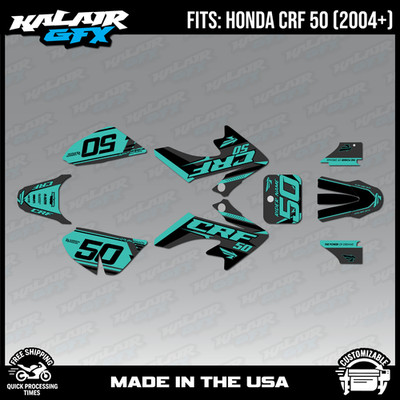 Graphics Kit for Honda CRF50 (2004-2012) or (2013+) Evolution-Teal Shift
