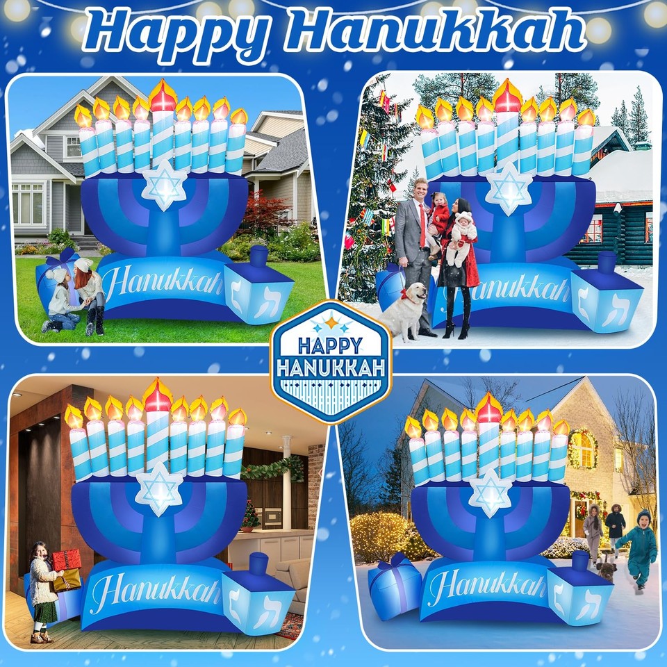 8FT Tall Hanukkah Inflatables Outdoor Decorations, Inflatable Hanukkah ...