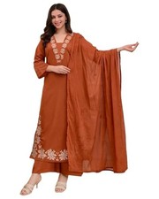 Women's Rayon Viscose Straight Embroidery Kurta with Pant  Dupatta