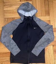 NIKE Women s M Therma Fit Full Zip Sweatshirt Black/Gray Hoodie Thumb Holes
