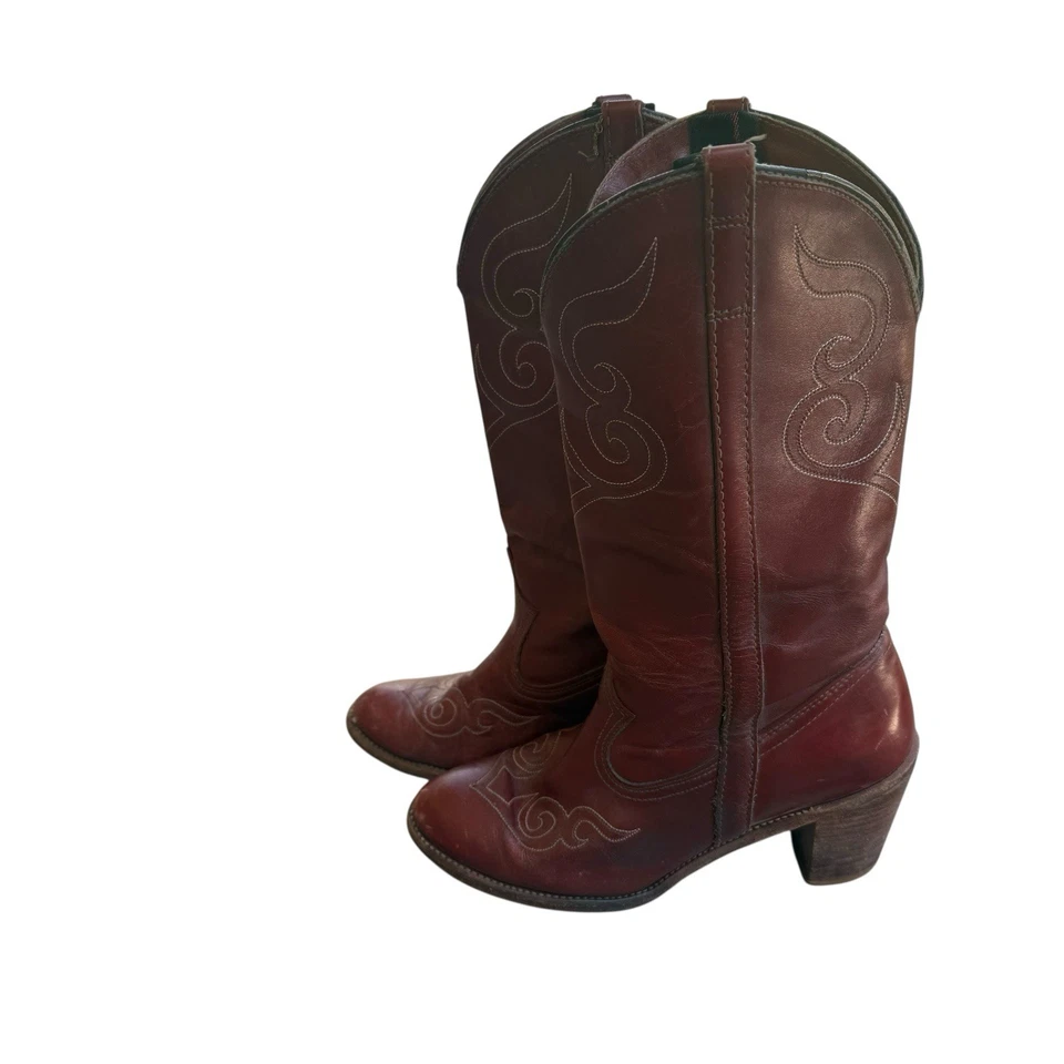 Botas de Vaquero Dingo de Cuero Rojo para Mujer Talla 7.5 Con Tacón Alto Foto 2 de 4