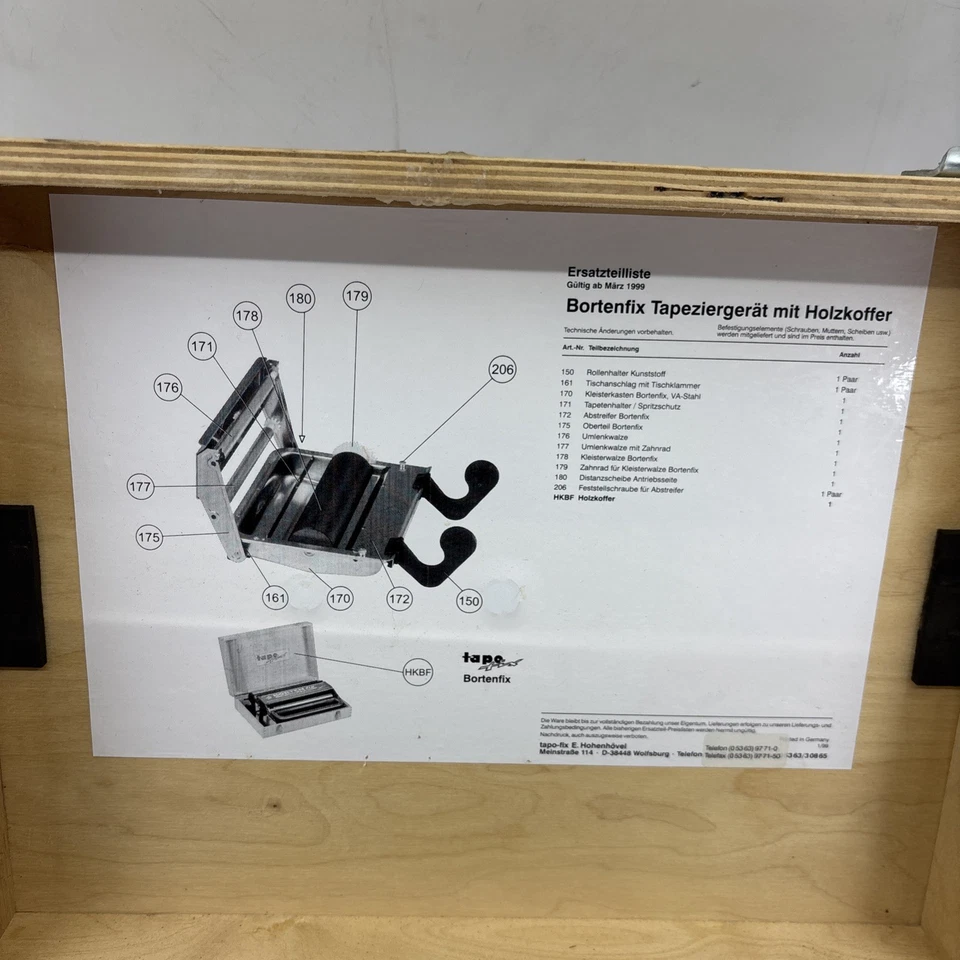 Máquina de pegar bordes de papel tapiz Tapofix Bortenfix con estuche de madera Foto 4 de 4