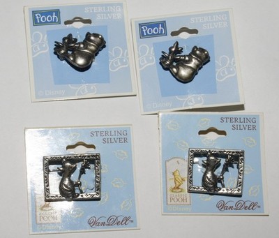 Lot Disney Vintage Sterling WINNIE THE POOH Piglet Van Dell Pin 0.60 oz Silver