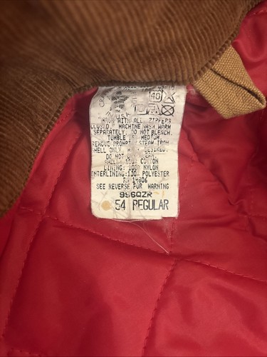 Vtg CARHARTT USA 996QZR Insulated Heavy Canvas Work Coveralls Big Mens Size 54 R - Picture 6 of 11