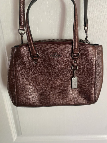 Coach Stanton Carryall 26 in Pebble Leather Metallic Burgundy 36877 - Picture 1 of 20