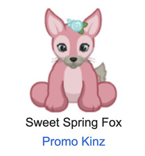 Webkinz Classic Sweet Spring Fox Code Only Promo Kinz HTF Virtual Pet