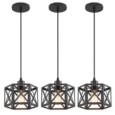 Farmhouse Pendant Light Fixture, Black Pendant Lights for Kitchen Island Indu...