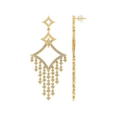 10k Yellow Gold Round Lab Grown Diamond Drop Dangle Earrings Gift For Women