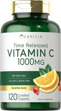 Vitamin C 1000Mg  Timed Release  120 Vegetarian Caplets  with Rose HIPS  Non