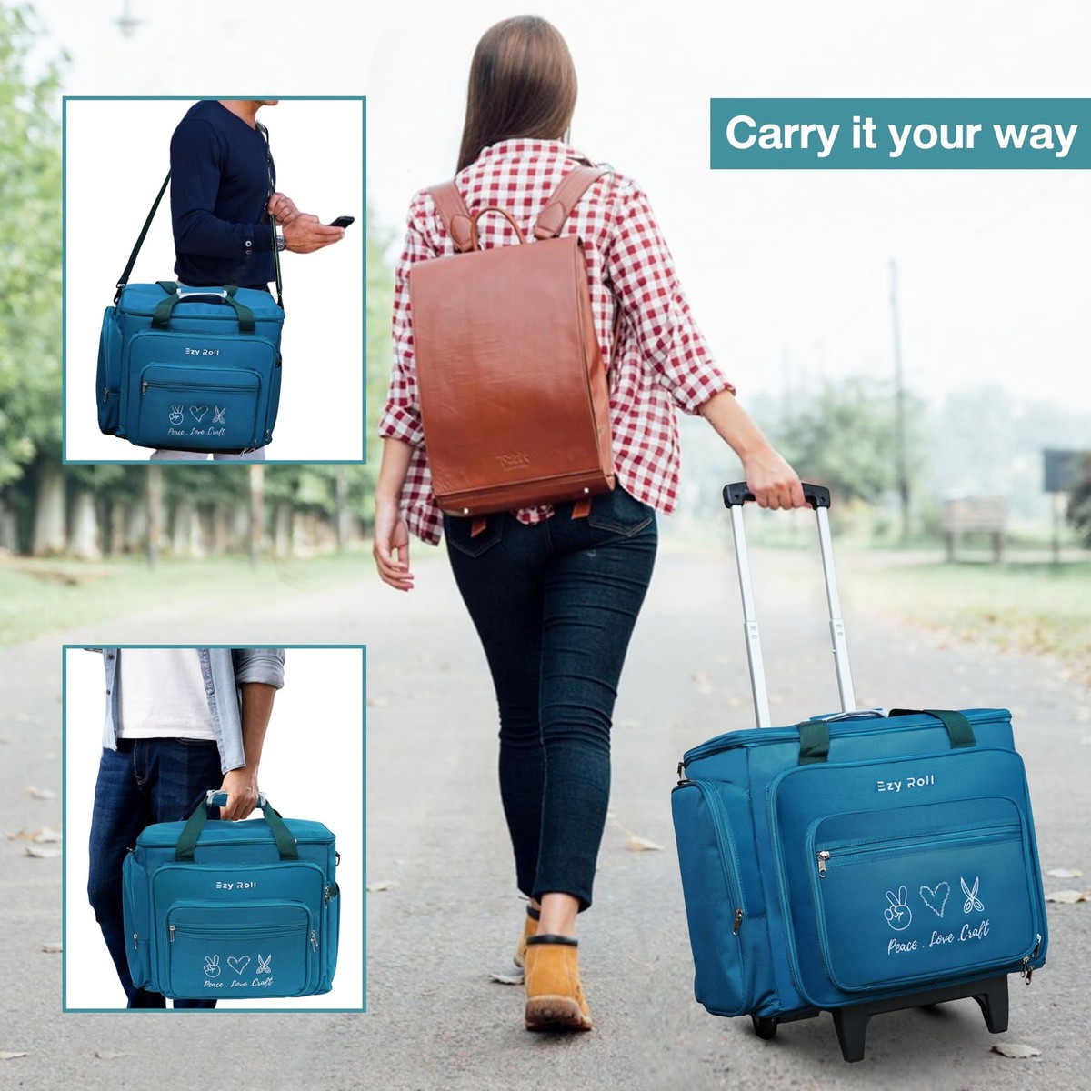 Large Craft Bag With Detachable Wheels - Water Resistant Storage