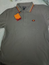 Ellesse Rooks Mens Polo Shirt Grey LARGE