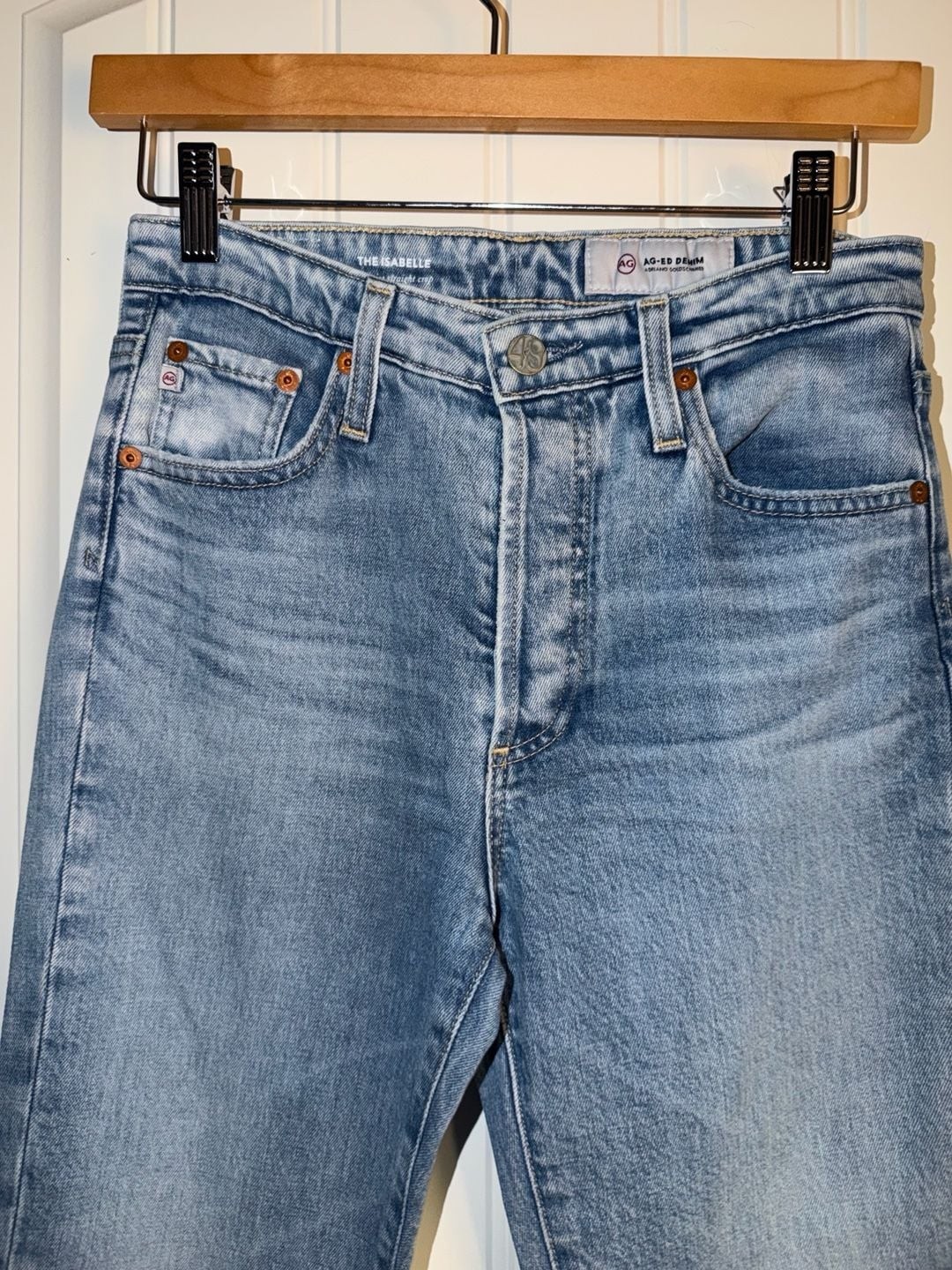 AG Adriano Goldschmied The Isabelle Crop Jeans Women Light Wash Raw Hem Straight, photo 3
