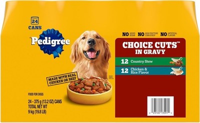 Pedigree Choice Cuts in Gravy Adult Canned Soft Wet Dog Food,(24 Count, Pack 1