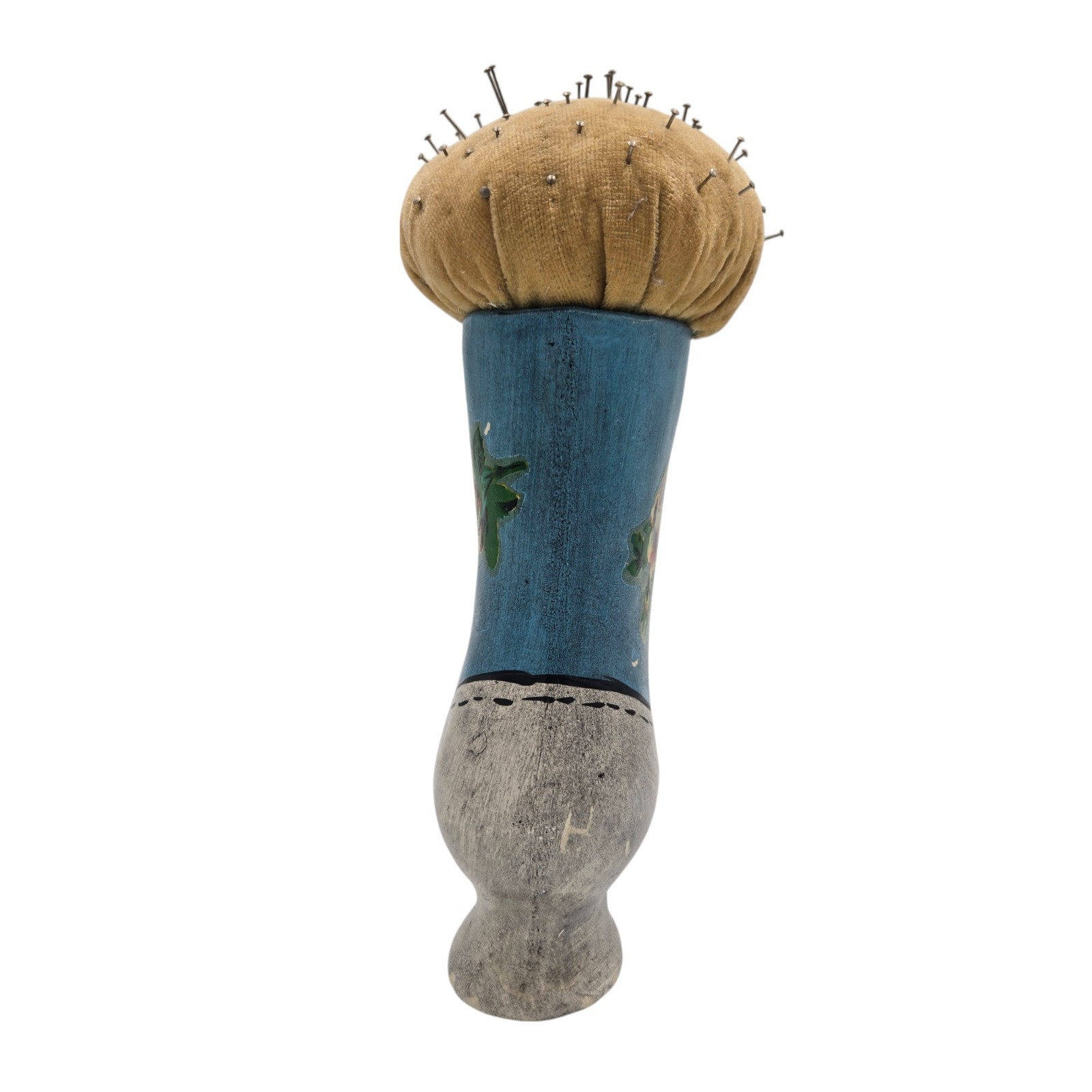 Plaster Victorian High Heel Boot Pincushion 7" tall