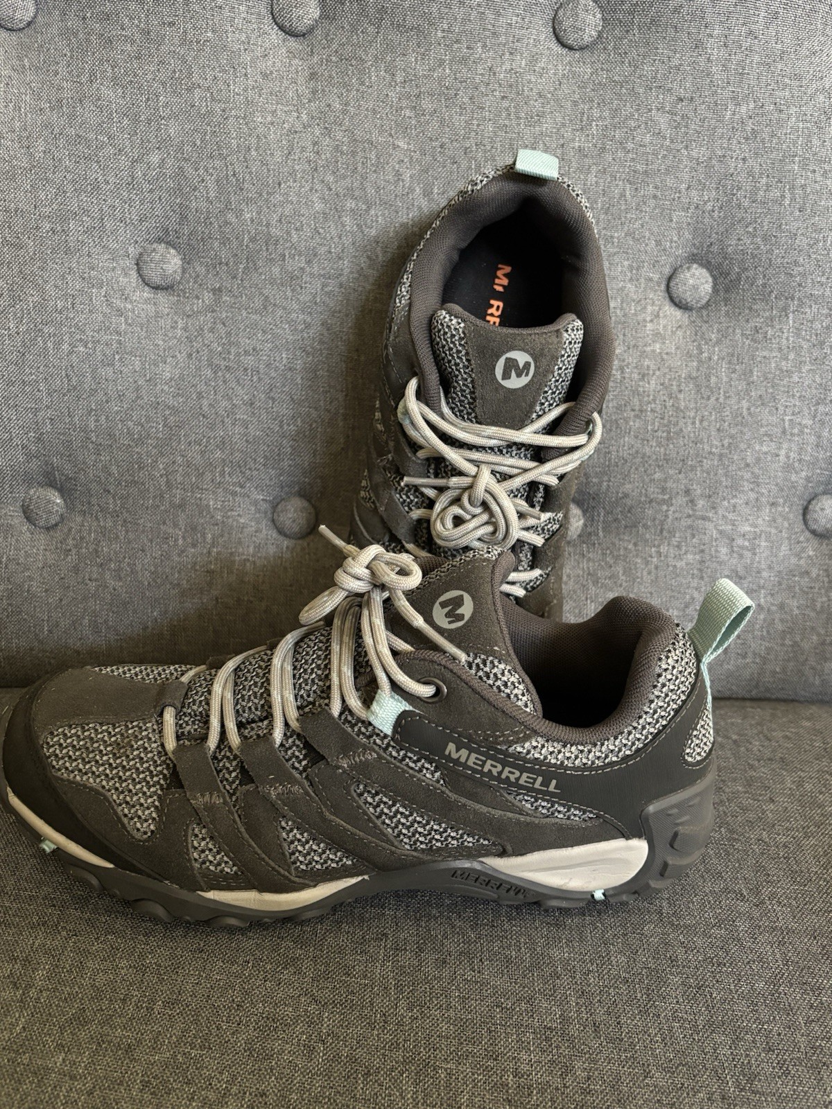 MERRELL Storm Womens 9 Hiking Shoes with Air Cushion Sole in Gray Blue