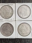 Lot of 4 Morgan Silver Dollars 1883 1890 1921 1921 $1 US Silver Coins 90% silver
