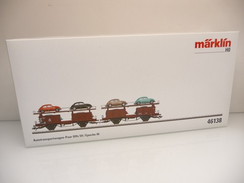Märklin 46138 H0 Autotransportwagen-Paar Offs 59 beladen mit 8 VW Käfer TOP OVP | Zustand: Gebraucht