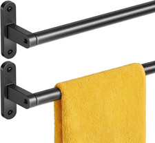 Matte Black 24"-2 Towel Rack, Rustproof Wall Mounted Towel Bar