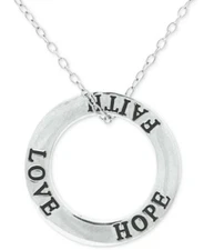 Giani Bernini Sterling Silver LOVE HOPE FAITH Circle Necklace 18" NWT $71