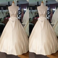 Vintage Wedding Dresses Spaghetti Straps Satin A Line Lace Bridal Gowns