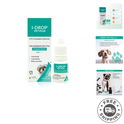 VET PLUS Multi-Dose Pet Eye Drops - Superior Dry Eye Relief & Hygiene in 10mL
