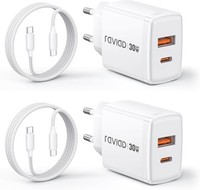 USB C LadegeräT 30W 2 StüCk Gan SchnellladegeräT Mit 60W Kabel 2M