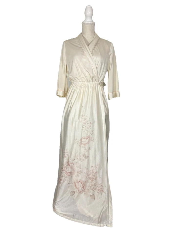 Conjunto de Vestido Vintage Años 70 Montgomery Ward SM Peignoir Bata Sin Mangas Floral Cottage Glam Foto 2 de 4