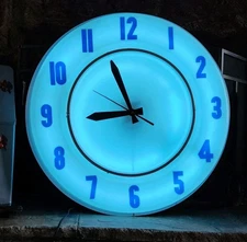 VINTAGE LARGE NEON CLOCK 1950s-1960s NICE-LOOKING WORK'S RARE!!