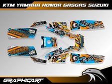 Yamaha Warrior 350 ATV Teal Orange Custom Graphics Kit Full Decal Set MX Racing