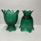 Fenton  Green 2 Way Tulip Votive & Taper Candle Holder Set Of 2