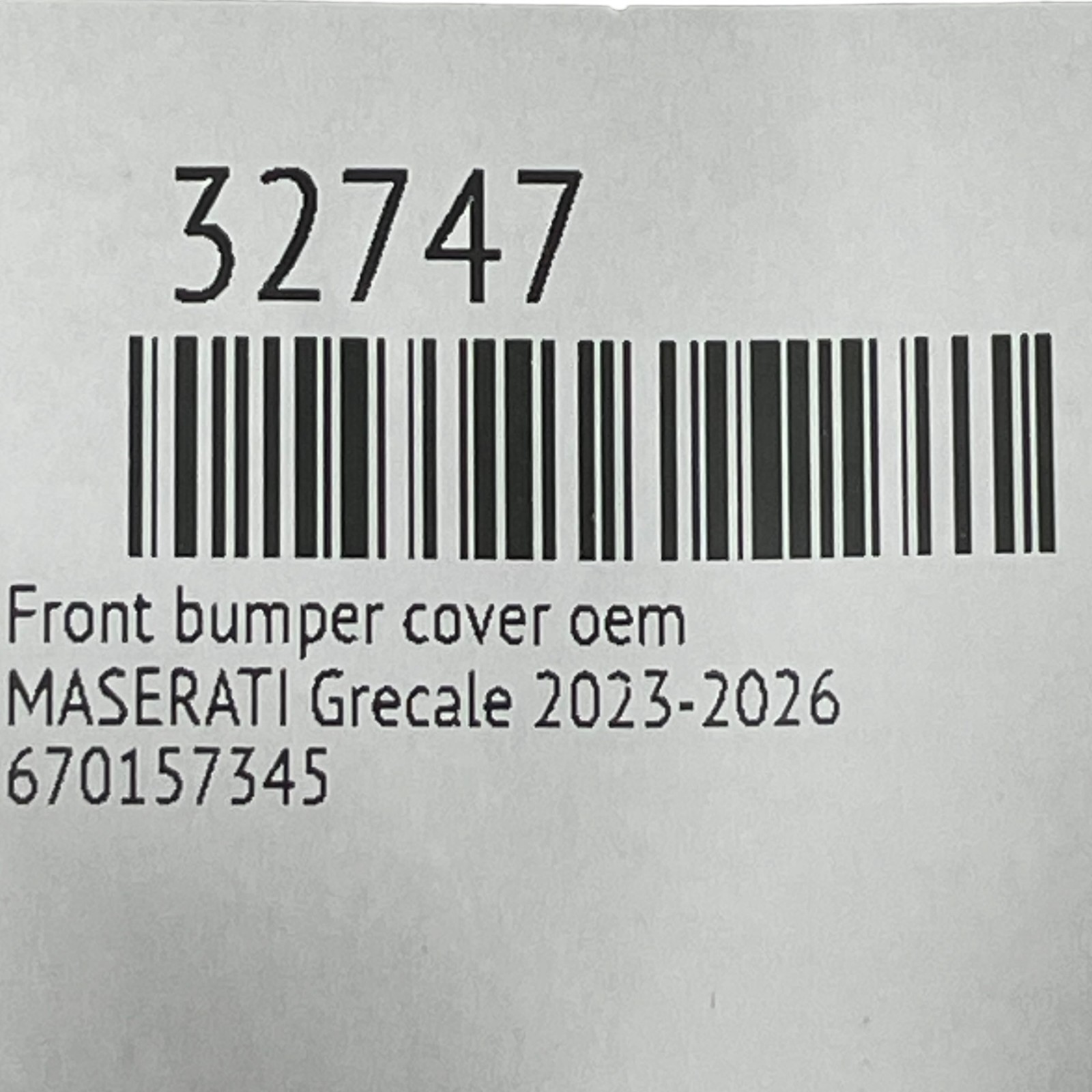 Maserati Grecale 2023-2026 OEM Front Bumper Cover Facia 670157345
