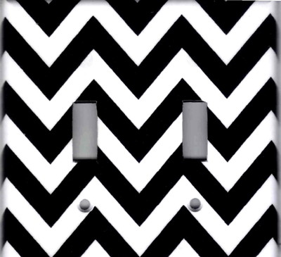 CHEVRON ZIG ZAG BLACK AND WHITE HOME WALL DECOR LIGHT SWITCH PLATES OR OUTLETS
