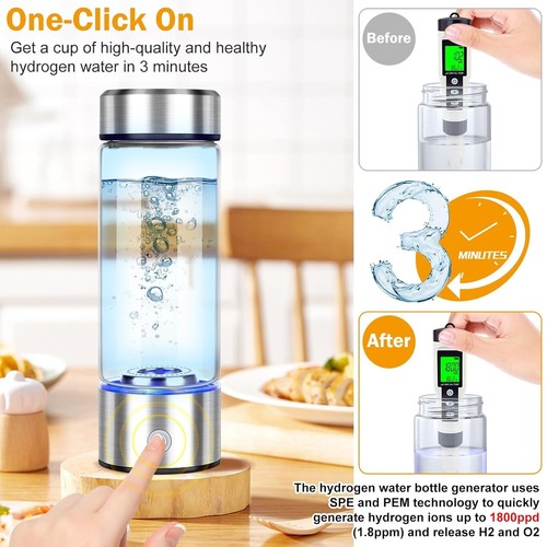 Portable Hydrogen Rich Generator Water Cup Alkaline Ionizer Maker Bottle - Picture 2 of 7