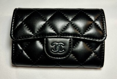 2024 Chanel Classic Flap Card Holder Wallet Black Lambskin w