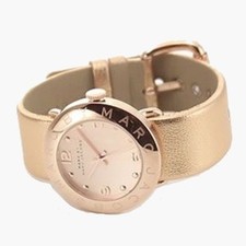 NEW MARC JACOBS AMY ROSE GOLD TONE,SHINY METALLIC LEATHER BAND WATCH-MBM8628