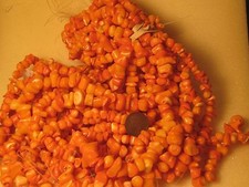 POLISHED ORANGE COLOR CORAL BEAD STRANDS, NATURAL VARIETY..0826*F-451