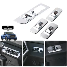 4X Chrome Window lift switch panel Cover trim decoration For Ford F150 2015+
