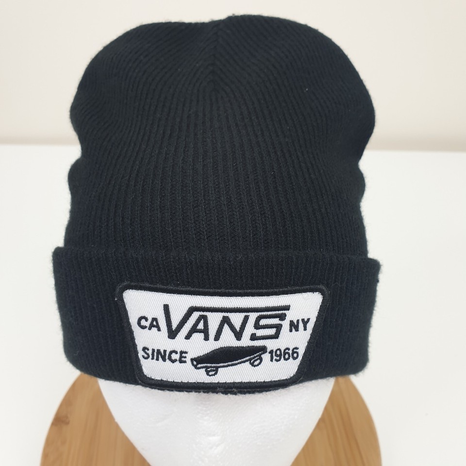 Vans Milford Beanie Men's One Size Black Knit Hat Logo Patch eBay