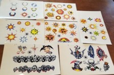Adam Kaplan Omar Valdes Tattoo Flash Art Studio Print Laminated 7 Lot Skulls Sun