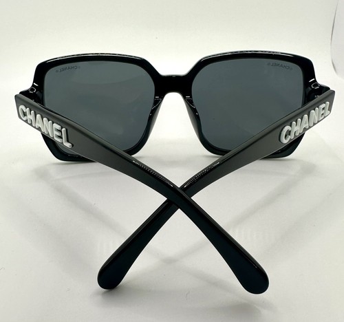 New Authentic CHANEL Sunglasses Black With White Logo CH5408 C.1026/S4 - Picture 6 of 9