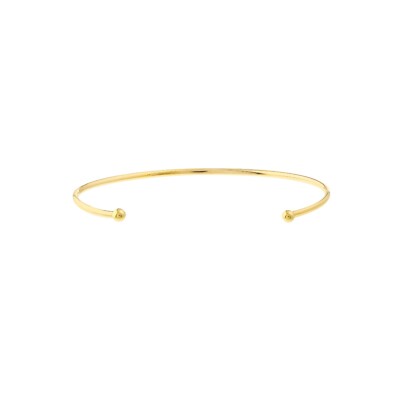Verstellbarer offener Manschettenarmreif mit 3 mm Ende Perlen Armband echt 14K Gelbgold