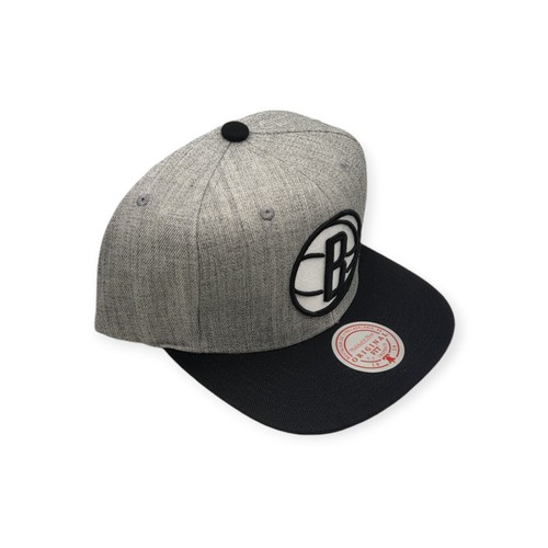 Mitchell & Ness Brooklyn Nets Grey Black Pop Adjustable Snapback Hat Cap - Picture 3 of 6