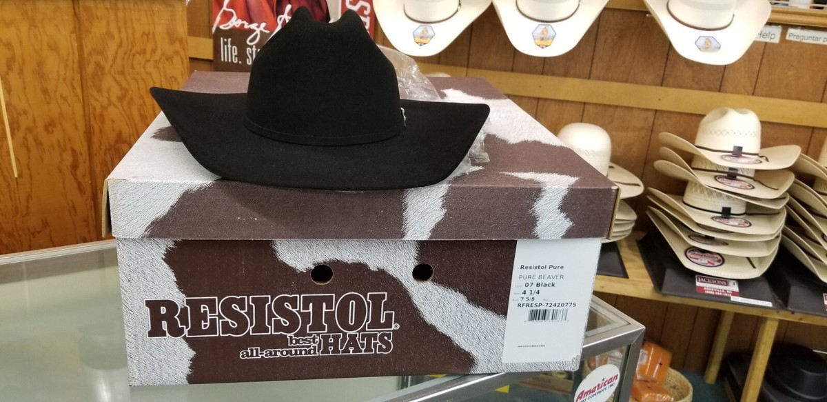 RESISTOL 5X BEAVER カウボーイハット USA製 7 3/8 Resistol Cowboy Hat - Black - 7 5/8 - Pure Beaver | eBay