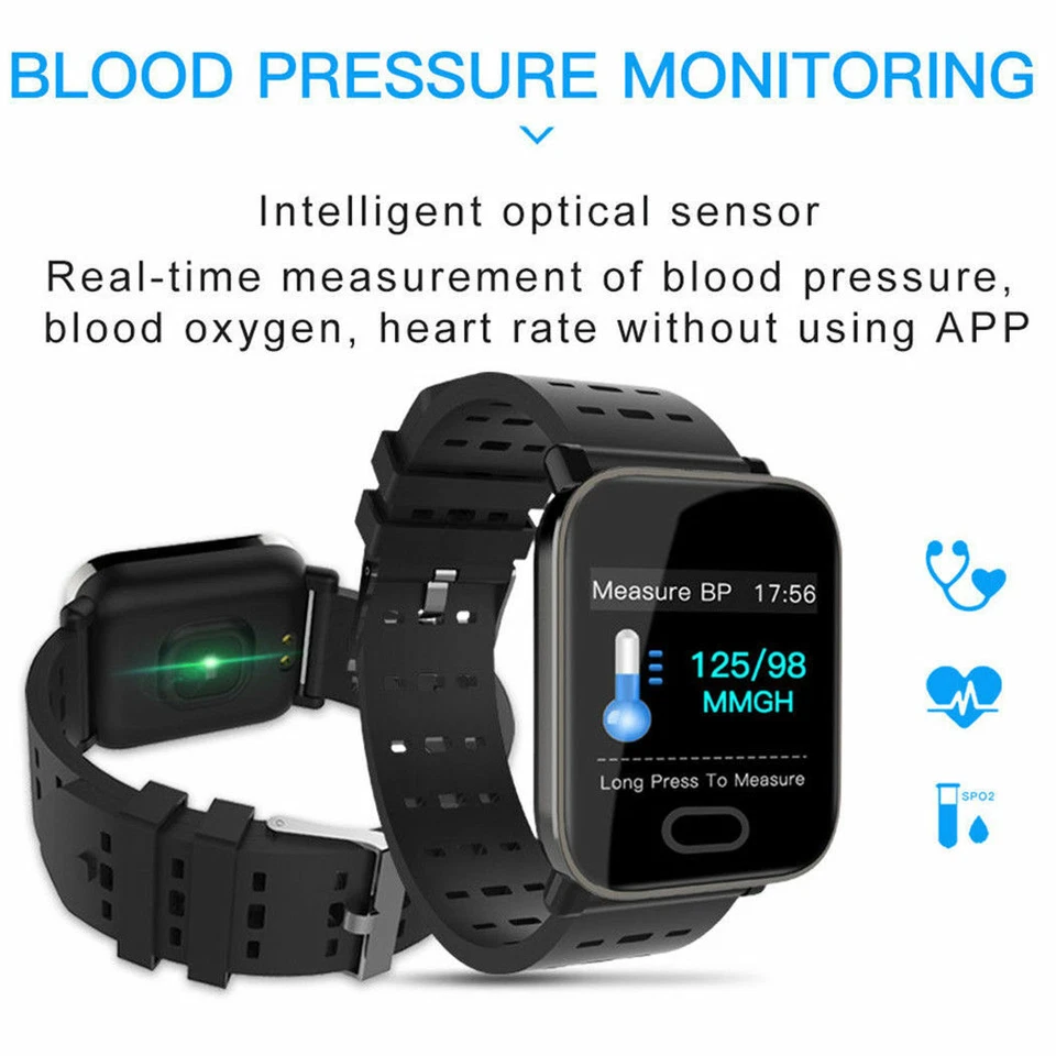 Waterproof A6 Smart Watch Heart Rate Monitor Bracelet Wristband for Android RK - Image 3 of 4